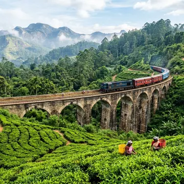 Nine Arches Bridge in Ella surrounded by tea plantations
