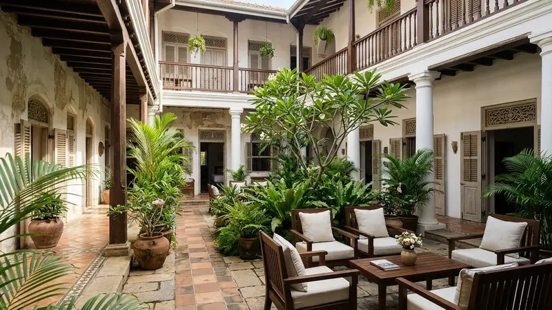 Fort Bazaar boutique hotel courtyard inside Galle Fort