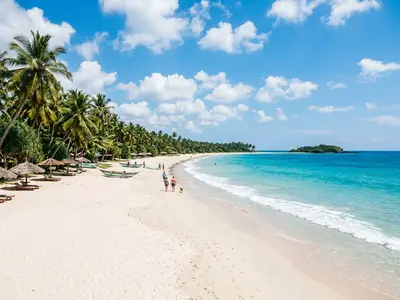 Nilaveli Beach in Trincomalee with white sand and crystal clear water