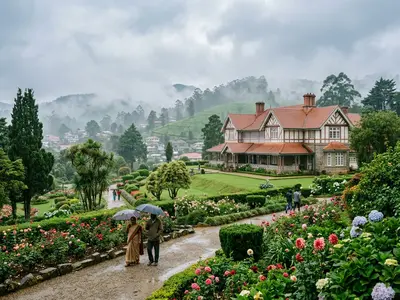 Colonial architecture and gardens in the misty hill town of Nuwara Eliya
