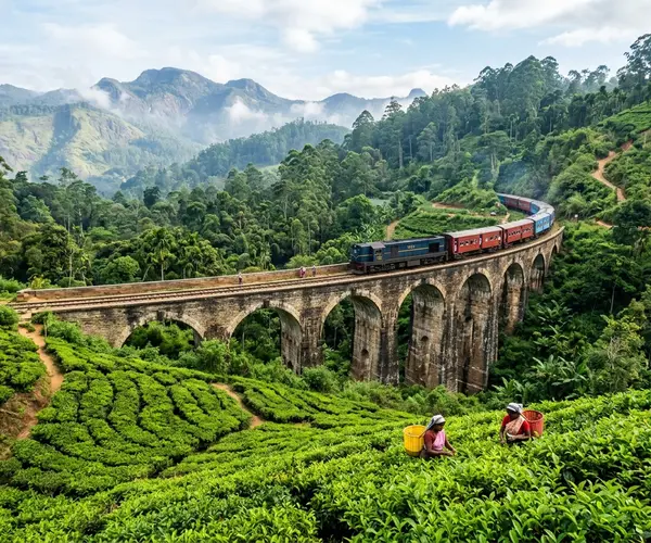 Nine Arches Bridge in Ella surrounded by tea plantations
