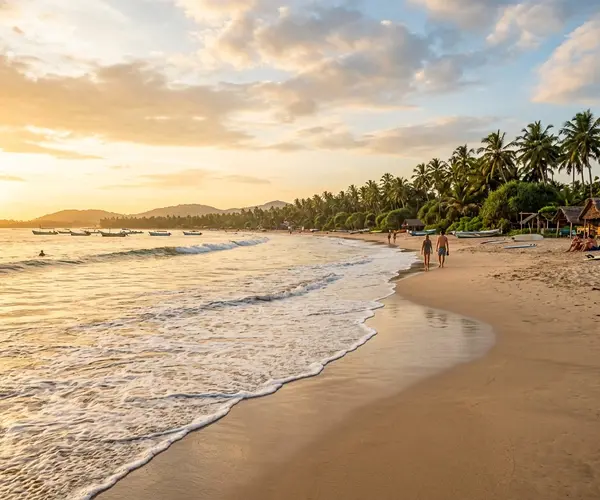 Arugam Bay beach at golden hour