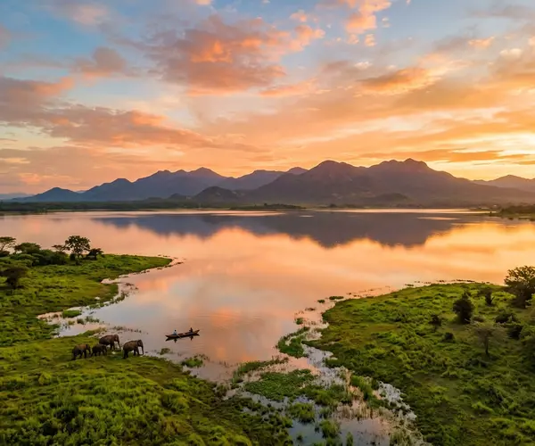 Udawalawe Reservoir at sunrise