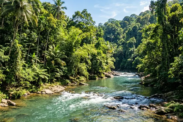 Kelani River flowing through rainforest at Kitulgala