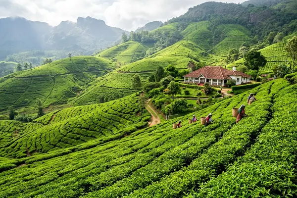 Nuwara Eliya tea plantations in the hill country