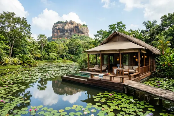 Water Garden Sigiriya luxury floating villa with lily ponds