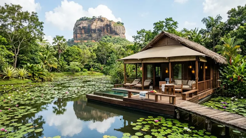 Water Garden Sigiriya luxury floating villa with lily ponds